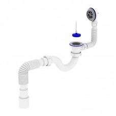 Сифон для ванни ZERIX SV-01-A 1 1/2" прямоточний з випуском та переливом (ZX4957)