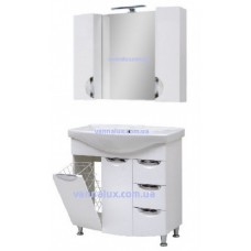 Комплект мебели для ванной напольный белый с корзиной для белья Юввис Оскар Т-17К 85 см (с подсветкой LED)