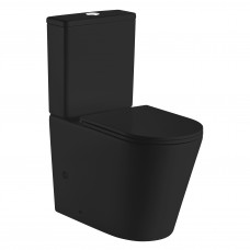 Унитаз-компакт безободковый VOLLE NEMO BLACK Rimless горизонтальный слив с сиденьем дюропласт Slim Soft Close (13-17-377 Black)