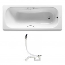 Ванная стальная ROCA PRINCESS  170*75 см, с ручками (A220270001+311537) сифон для ванны
