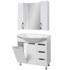 Комплект мебели для ванной напольный белый с корзиной для белья Юввис Оскар Т-17К 85 см