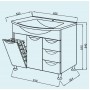 Комплект меблів для ванної білий підлоговий з кошиком для білизни Юввіс Оскар Т-17К 85 см (з підсвічуванням LED)